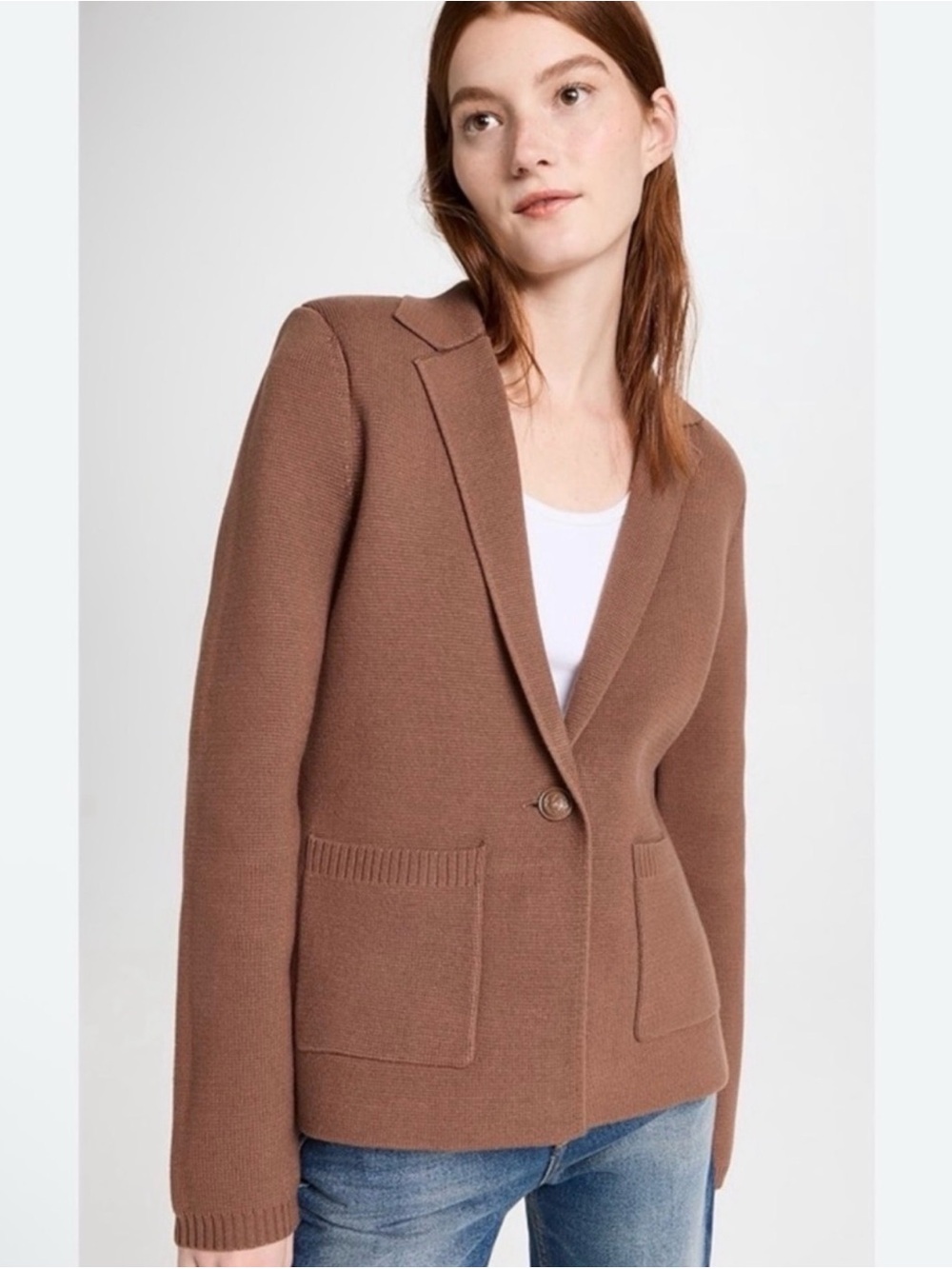 L'Agence Lacey Acorn Brown Knit Blazer